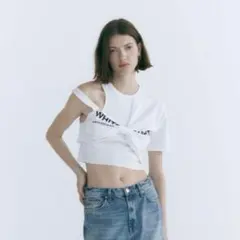 ZARA ホワイト Tシャツ クロップド丈 ミニ丈
