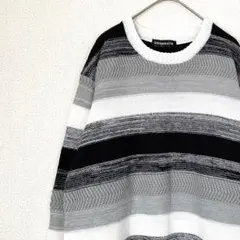 GENERATE ニット セーター 長袖 クルーネック ボーダー ゆったり