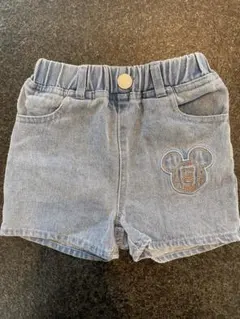 Disney ミッキー刺繍 デニムショートパンツ 90cm