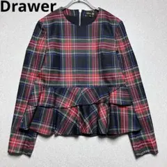 美品✨ドゥロワー ペプラムプルオーバー タータンチェック シルク 長袖