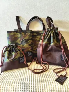 ★入園入学４点セット・レッスンバッグ・シューズバッグ・他・迷彩柄・タグ付★