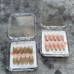 ネイルチップセット ハート&ゴールド花