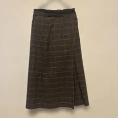 a.v.v アーヴェヴェ 起毛チェックAラインスカート ブラウン XS