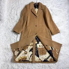 Leonard レオナール ウール シルク混 チェスターコート アウター レオナール シルクコート 紺 ビーズ ラインストーン LEONARD | UTA