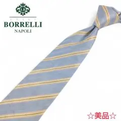 【LUIGI BORRELLI】美品 ネクタイ ストライプ レジメンタル シルク
