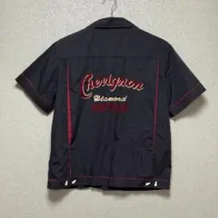 Chevignon ボーリングシャツ ブラック×レッド