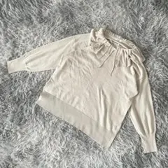 『a.v.v』　ニットセーター　プルオーバー　襟　長袖　フリルカラー　リボン　M