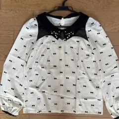 INGNI リボン柄長袖ブラウス　透け素材