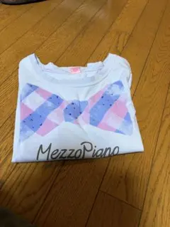 値下げ MezzoPiano チェック柄リボンTシャツのサムネイル