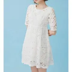 dazzlin❤︎レースハイウエスト切替ワンピース(白)