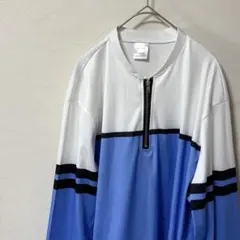 【メンズL】ハーフジップ 長袖 プルオーバー 配色 スポーツ ストリート ゴルフのサムネイル