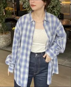 CIAOPANIC オンブレチェック シャツ ブルー