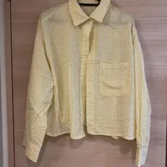 NICE CLAUP イエロー チェック柄 長袖シャツ F