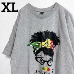 美品✦ ギルダン 半袖 Ｔシャツ クルーネック プリント XL 灰色 綿 普段着