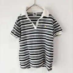 〈アーノルドパーマー〉ポロシャツ　白　マルチボーダー　2