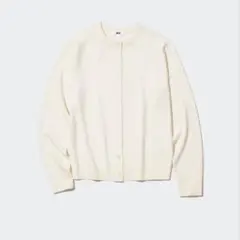 UNIQLO　ユニクロ　メリノクルーネックカーディガン　ホワイト　Мサイズ　美品