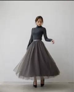 【anuans】シアーボリュームチュールスカート