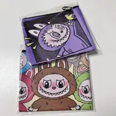 LABUBU ラブブ　キャラクターイラストポーチ パープル 2枚セット