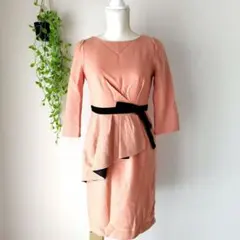 a932　ジャズグリッティー　ラップスタイル長袖ワンピース　1(S)　毛100%