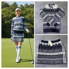 【新品】アディダス ゴルフ ヒストリカル柄 ニット セットアップ S