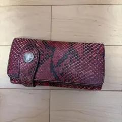 アルズニ　alzuni　赤 ヘビ柄 ロングウォレット パイソン 財布