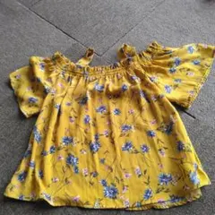 INGNIイエロー フラワープリント オフショルダー M