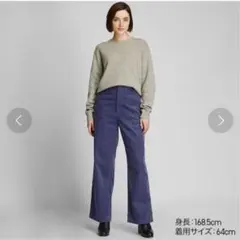 UNIQLO ユニクロ　ネイビー コーデュロイ ワイドパンツ　ウエスト27インチ