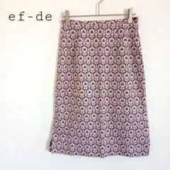 エフデ ef-de ダマスク柄 ひざ丈タイトスカート 上品 日本製 ボルドーのサムネイル