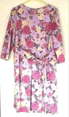 【週末限定値下げ‼️】ローズティアラ長袖 ひざ丈ワンピース 42号