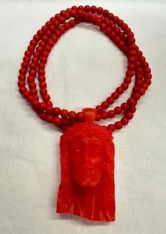 未使用 チェダークロージング ジーザスネックレス Bボーイ 赤 2034