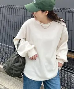 【sonさん着用】reca ボリューム袖ワッフルプルオーバー 白