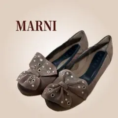 MARNI ブラウン フラットシューズ リボン付き 38 1/2 24.5cmのサムネイル