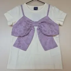 新品タグ付き☆Crescent大きなリボン付きレイヤード風Tシャツ 100cmのサムネイル