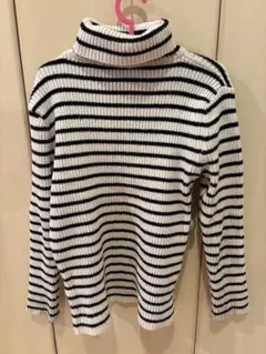 キッズ用白黒ストライプタートルネック