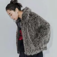 JEANASIS ミックスカラーファーブルゾン グレー