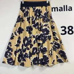 malla マーラ　フレアスカート スカート　花柄　総柄　38
