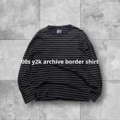 ま*る様 00s archive グランジ ボーダー ロンT Y2K 古着 フェ