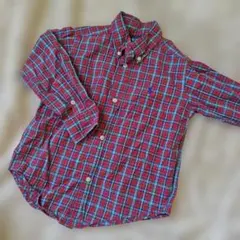 ラルフローレン　Ralph Lauren 赤　チェック柄 長袖シャツ 3/3T