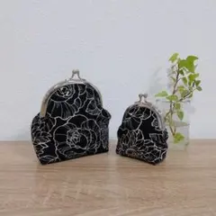 花柄がま口ポーチ2個セット　小銭入れ　小物入れ　ハンドメイド