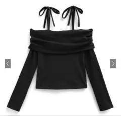 GRL オフショルダーリボントップス　ac2451 ブラック