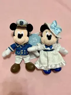 ディズニーシー 25周年 ぬいぐるみバッジ ぬいば ミッキー ミニー 2点セット