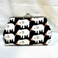 がま口財布　がま口ポーチ　メイクポーチ　ハンドメイド　豚　③
