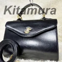 美品　キタムラ　2way ショルダー　ハンドバッグ　レザー　ブラック　フォーマル