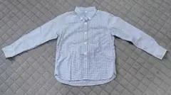 無印良品　140cm ブルーギンガムチェックシャツ