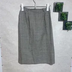 レリアン　レナウン(size42)千鳥柄タイトスカート　バックスリット　ウール