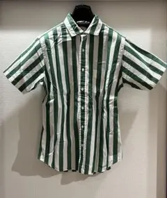 BEAUTY&YOUTH グリーン×ホワイト ストライプ 半袖シャツ　白　緑のサムネイル