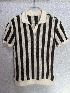 ZARA ストライプポロシャツ ニットポロ