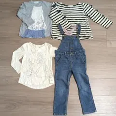 子供服 110 まとめ売り 女の子 4点セット 長袖 オーバーオール