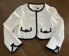 美品　組曲　ジャケット ホワイト 130㎝　紺リボン