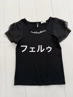 黒 シフォンフリル袖 Tシャツのサムネイル